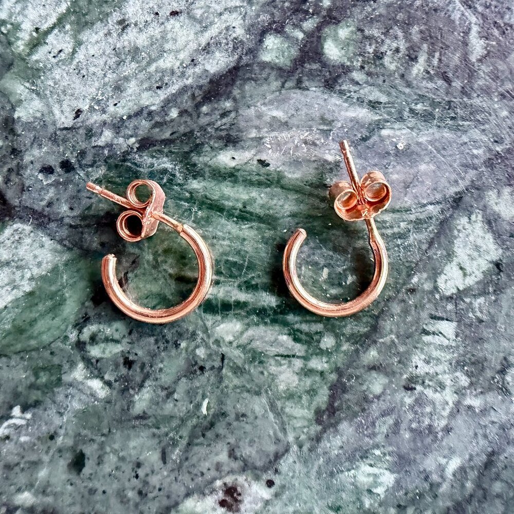 Solid 14K Rose Gold Hoop Earrings